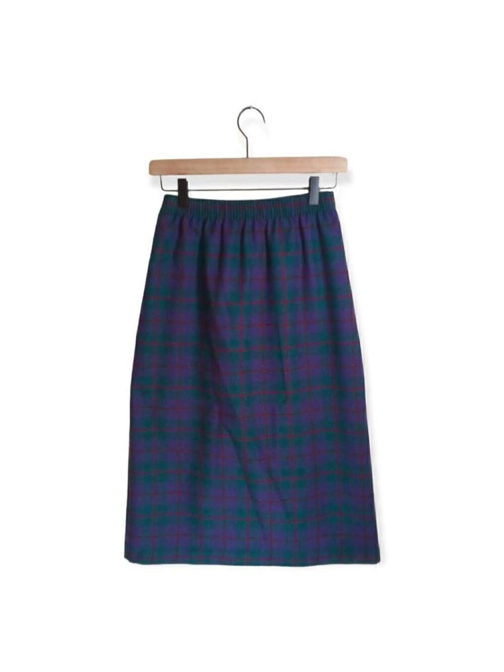 Ermane Vintage Plaid Academia Wool A-Line Skirt Size 7/8